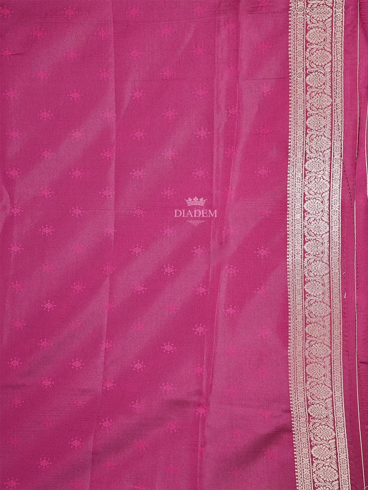 Dark Blue Semi Banarasi Saree with Geometric and Animal Motif on the Body with Border