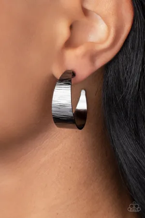 Earrings Lecture on Texture - Black Hoops E469