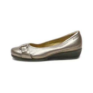 Ecco Slip Ons Leather Gold Colour For Women