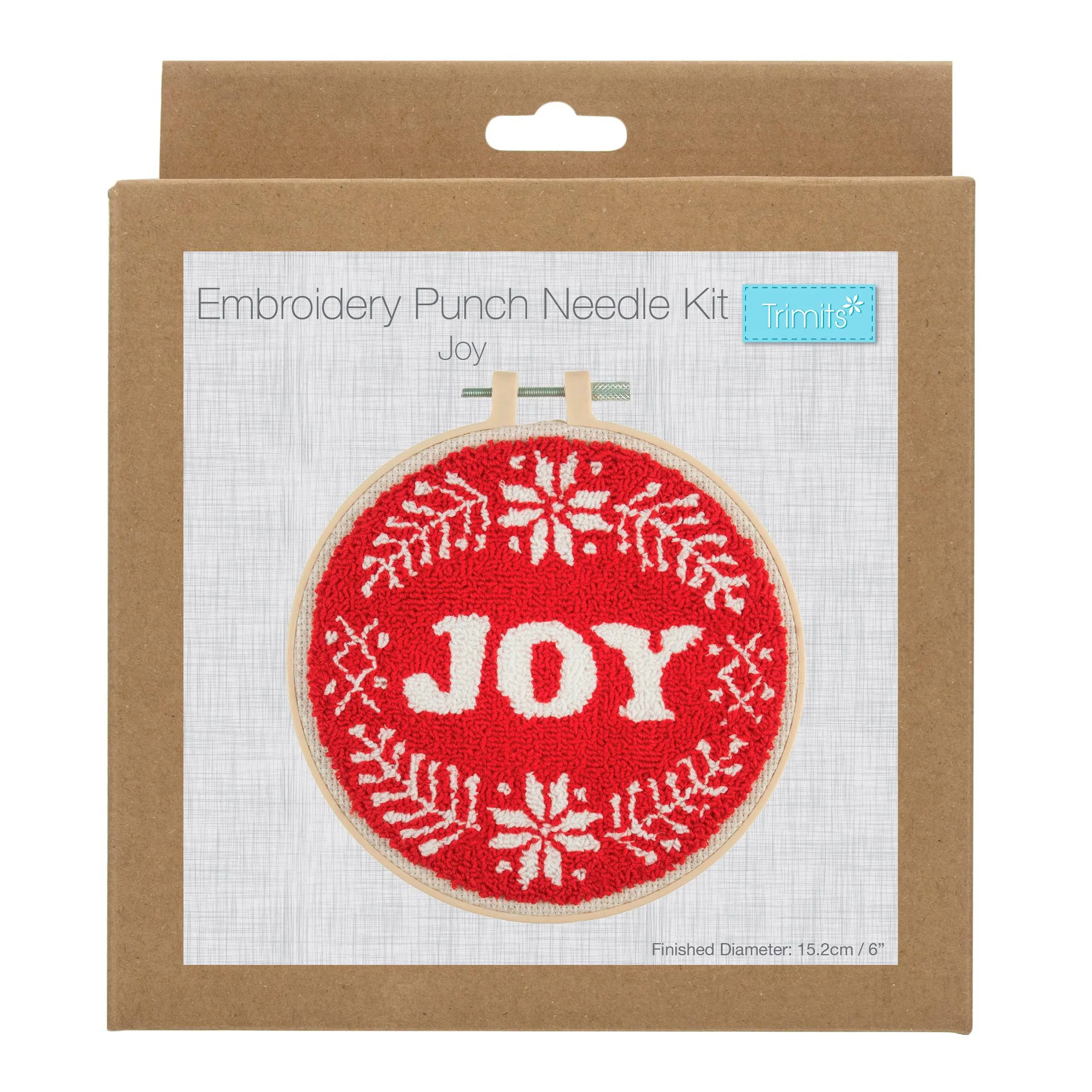 Embroidered Punch Needle Kit: Floss and Hoop - CHRISTMAS JOY