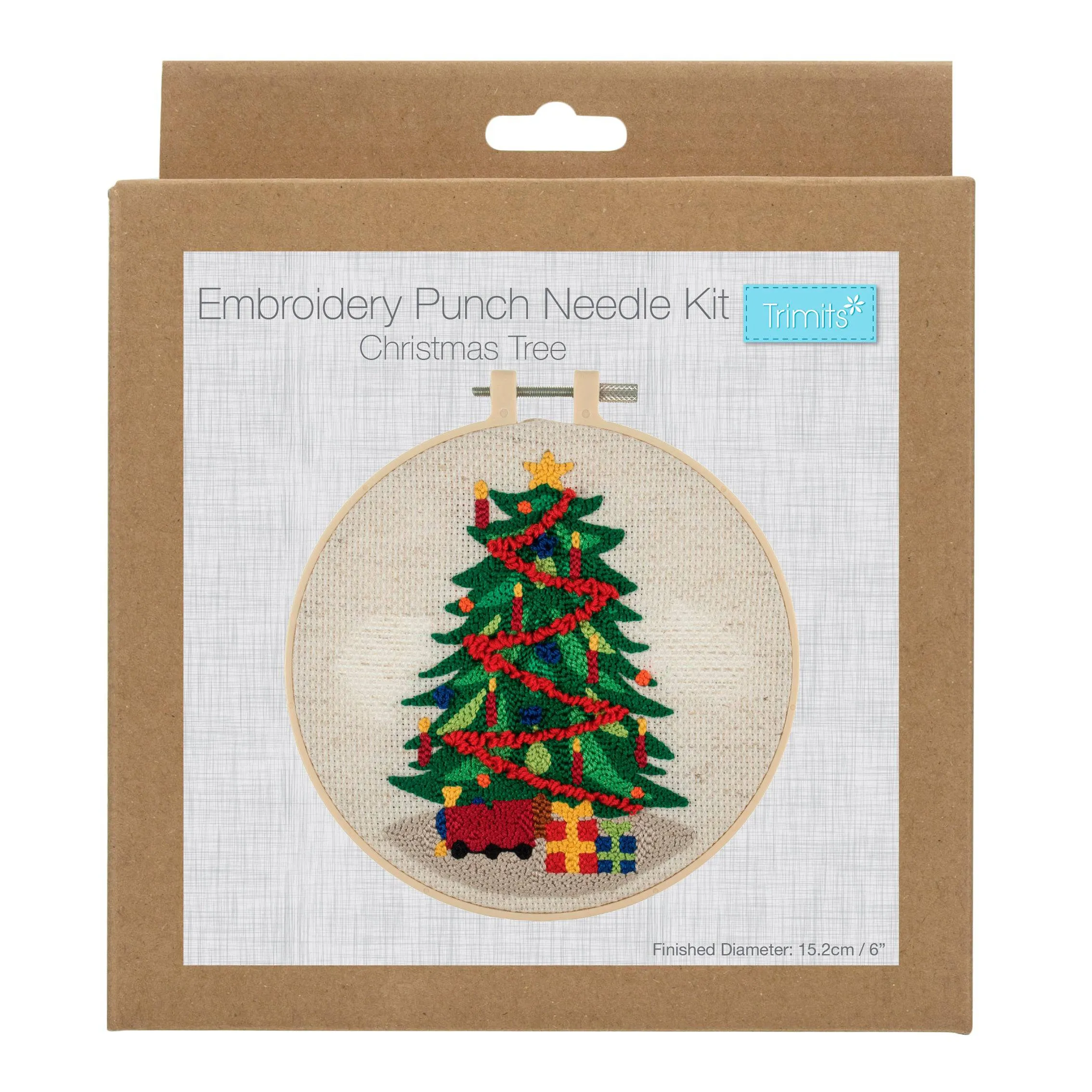 Embroidery Punch Needle Kit: Floss and Hoop - Christmas Tree