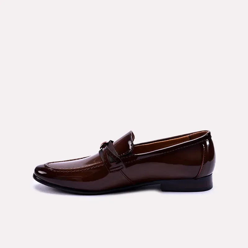 Emory Brown Glossy Slip On Dress Shoes 0111070