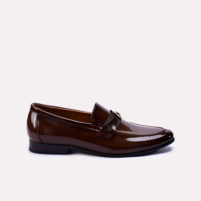 Emory Brown Glossy Slip On Dress Shoes 0111070