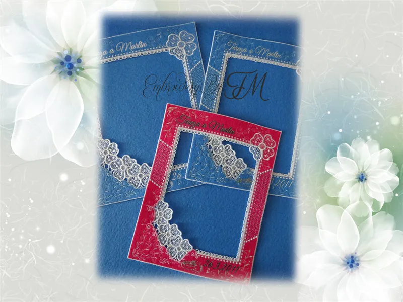 Frame on photo Wedding / Combination of felt and lace