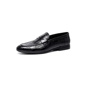 Genuine Leather Embossed Slip-On Elegance