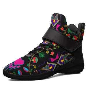 Geometric Floral Fall Black Ipottaa Basketball / Sport High Top Shoes - Black Sole