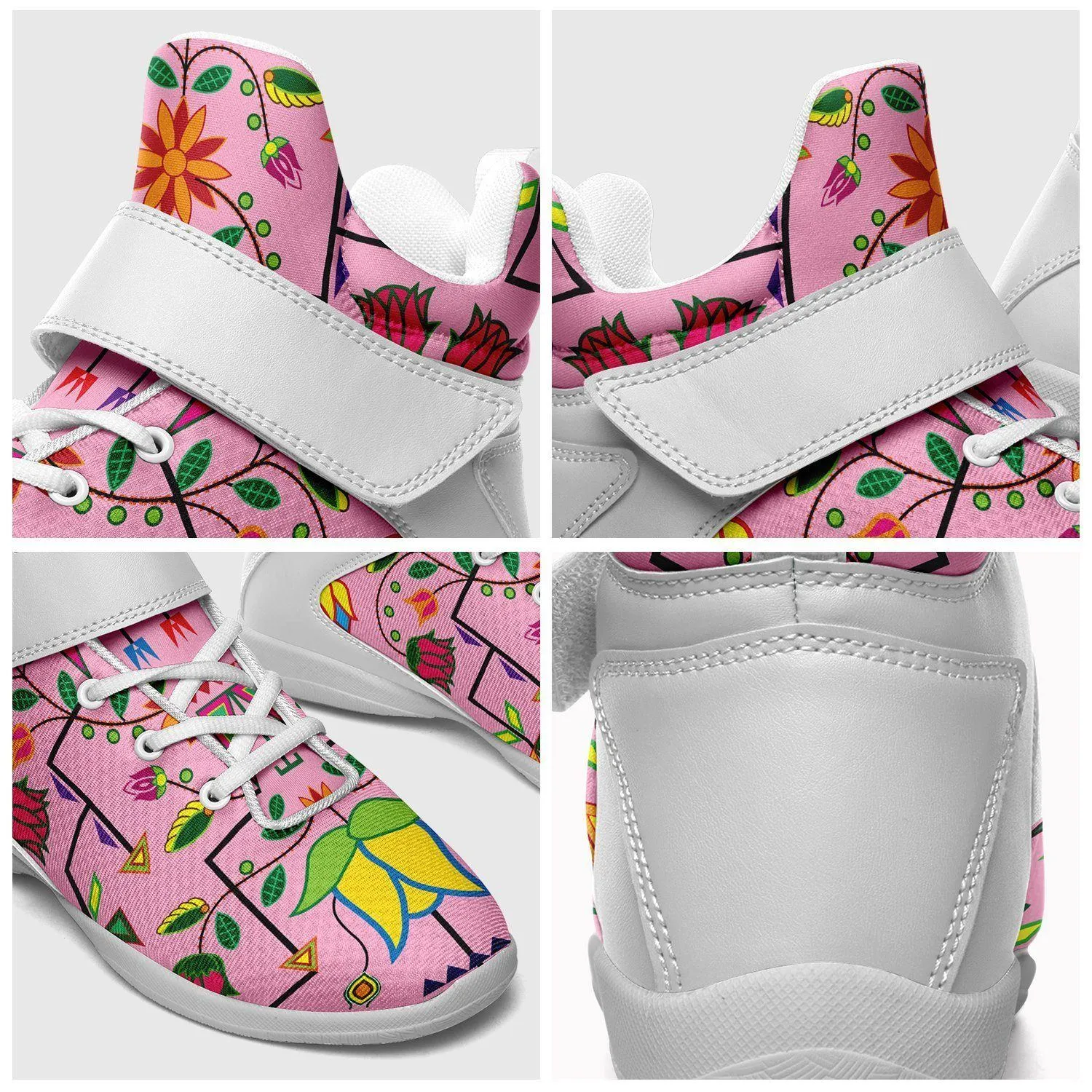 Geometric Floral Summer Sunset Ipottaa Basketball / Sport High Top Shoes - White Sole