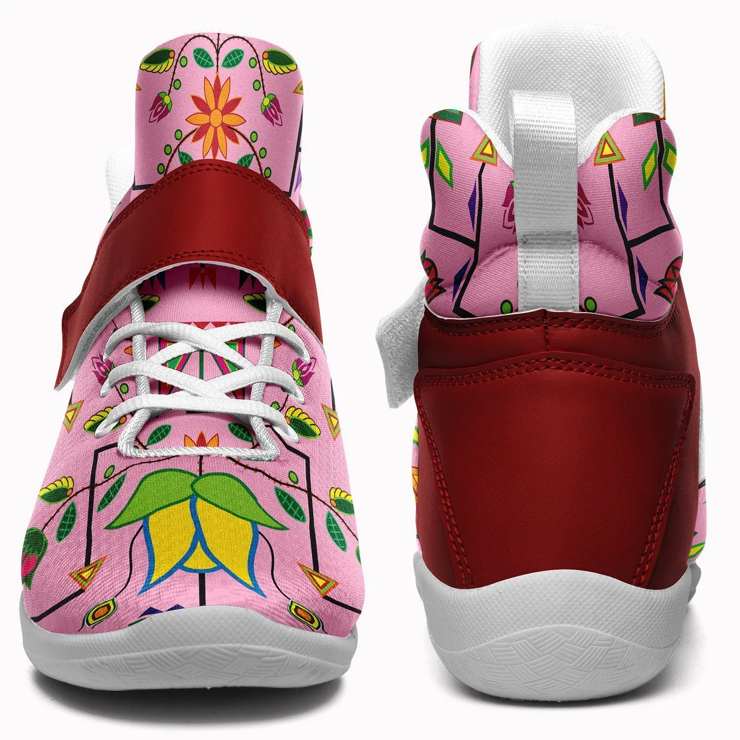 Geometric Floral Summer Sunset Ipottaa Basketball / Sport High Top Shoes - White Sole