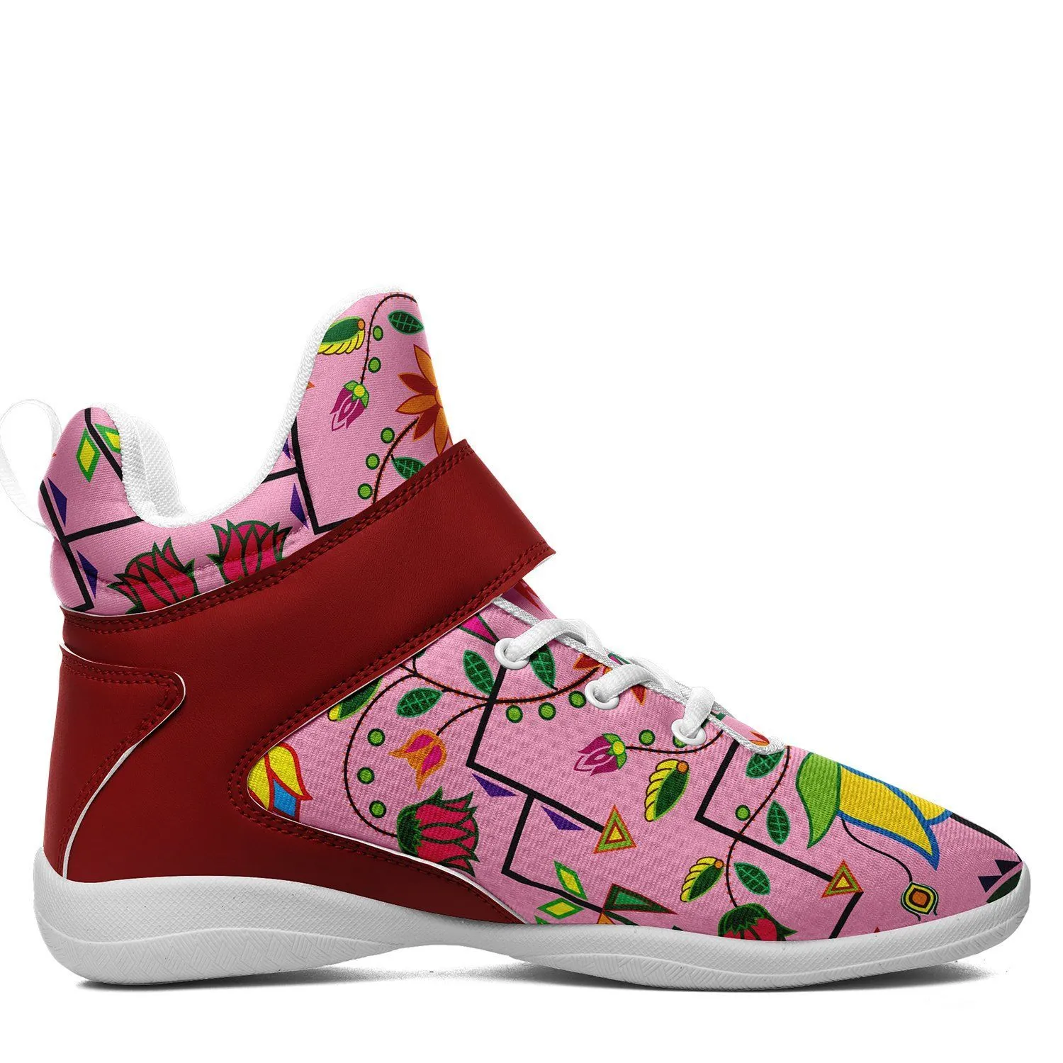 Geometric Floral Summer Sunset Ipottaa Basketball / Sport High Top Shoes - White Sole