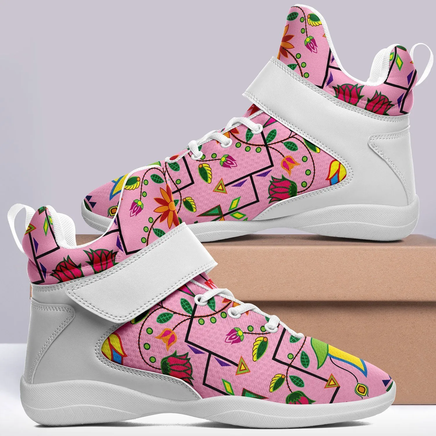 Geometric Floral Summer Sunset Ipottaa Basketball / Sport High Top Shoes - White Sole