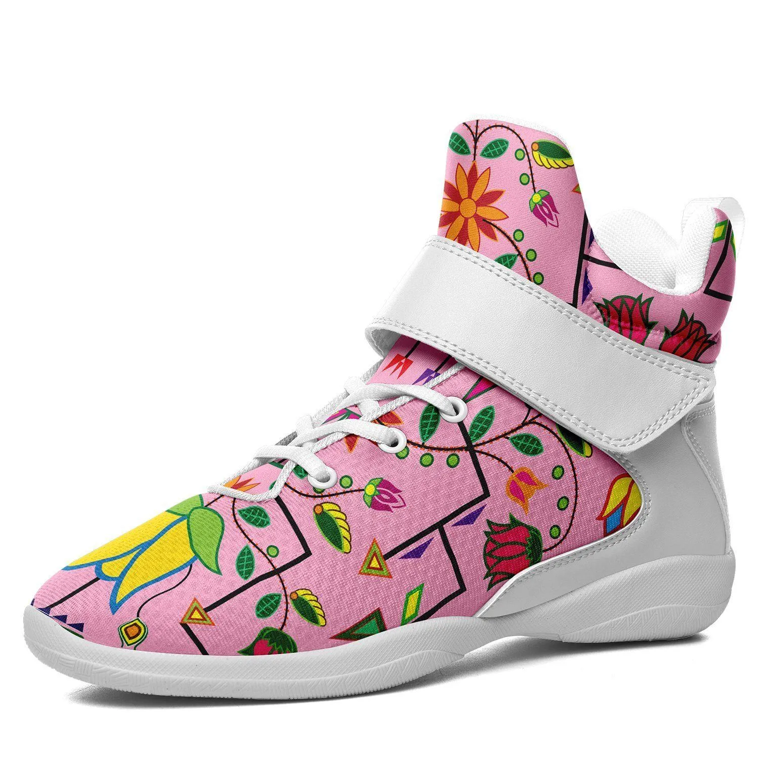 Geometric Floral Summer Sunset Ipottaa Basketball / Sport High Top Shoes - White Sole