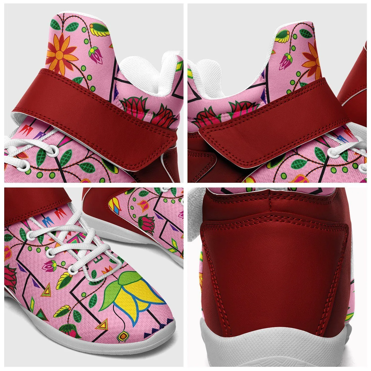 Geometric Floral Summer Sunset Ipottaa Basketball / Sport High Top Shoes - White Sole