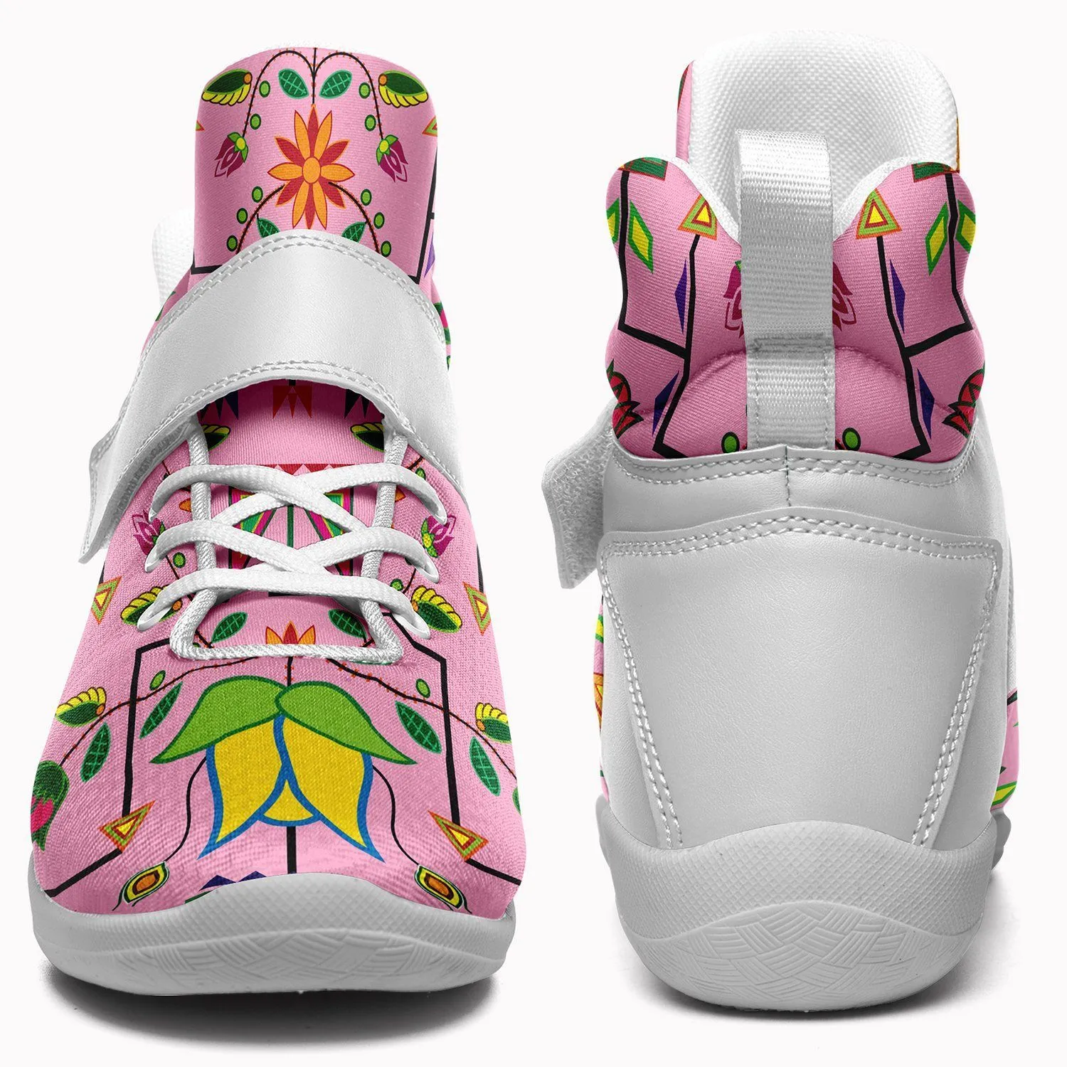 Geometric Floral Summer Sunset Ipottaa Basketball / Sport High Top Shoes - White Sole