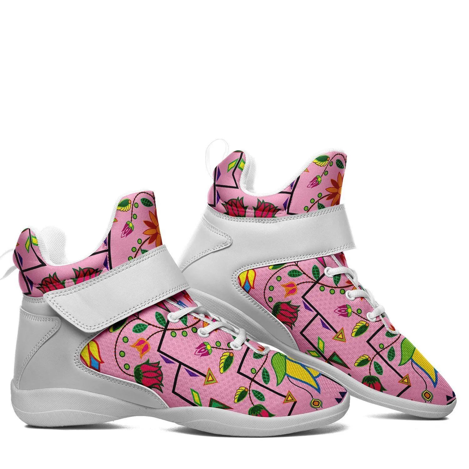 Geometric Floral Summer Sunset Ipottaa Basketball / Sport High Top Shoes - White Sole