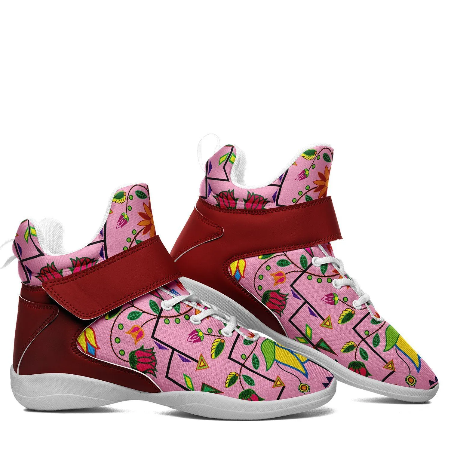 Geometric Floral Summer Sunset Ipottaa Basketball / Sport High Top Shoes - White Sole