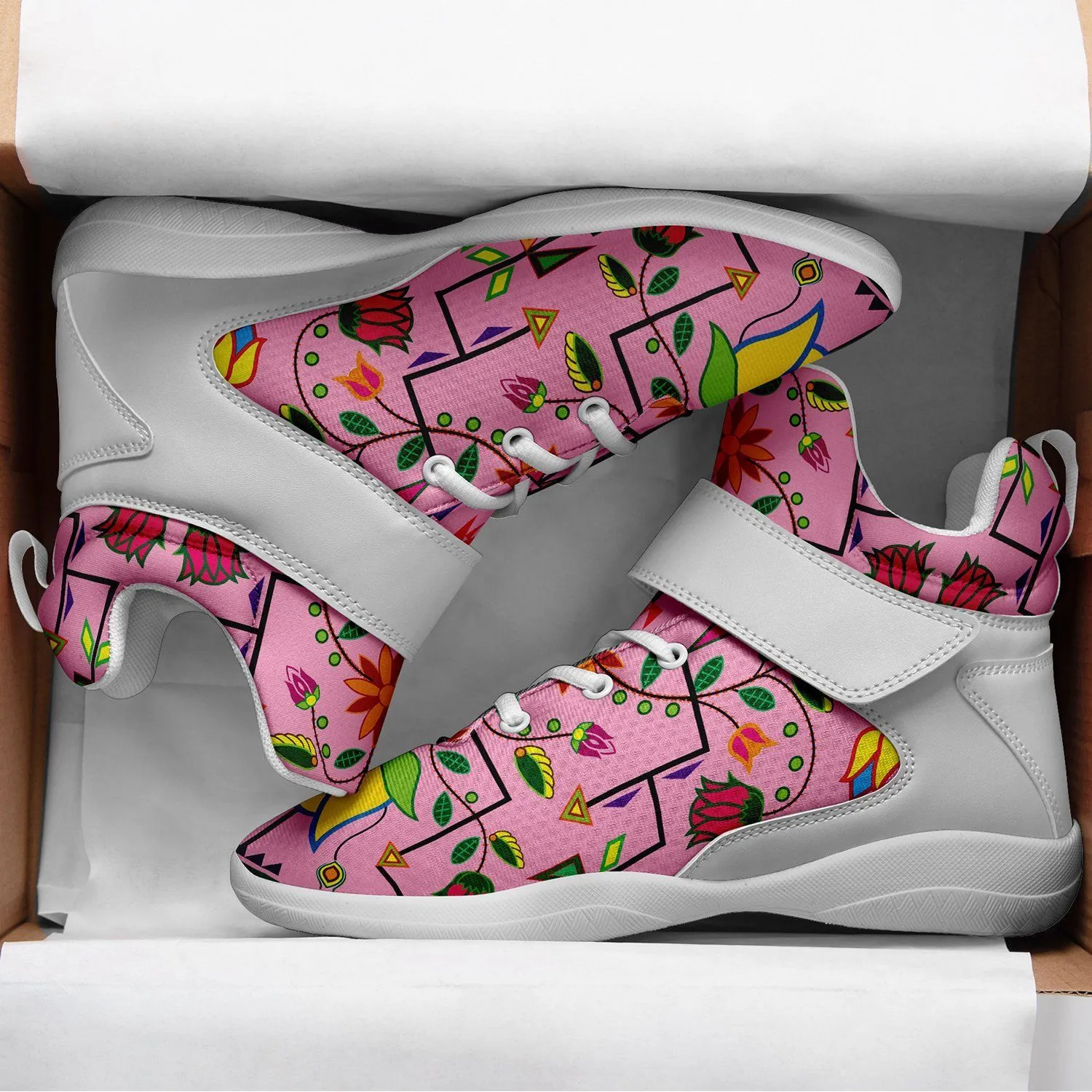 Geometric Floral Summer Sunset Ipottaa Basketball / Sport High Top Shoes - White Sole