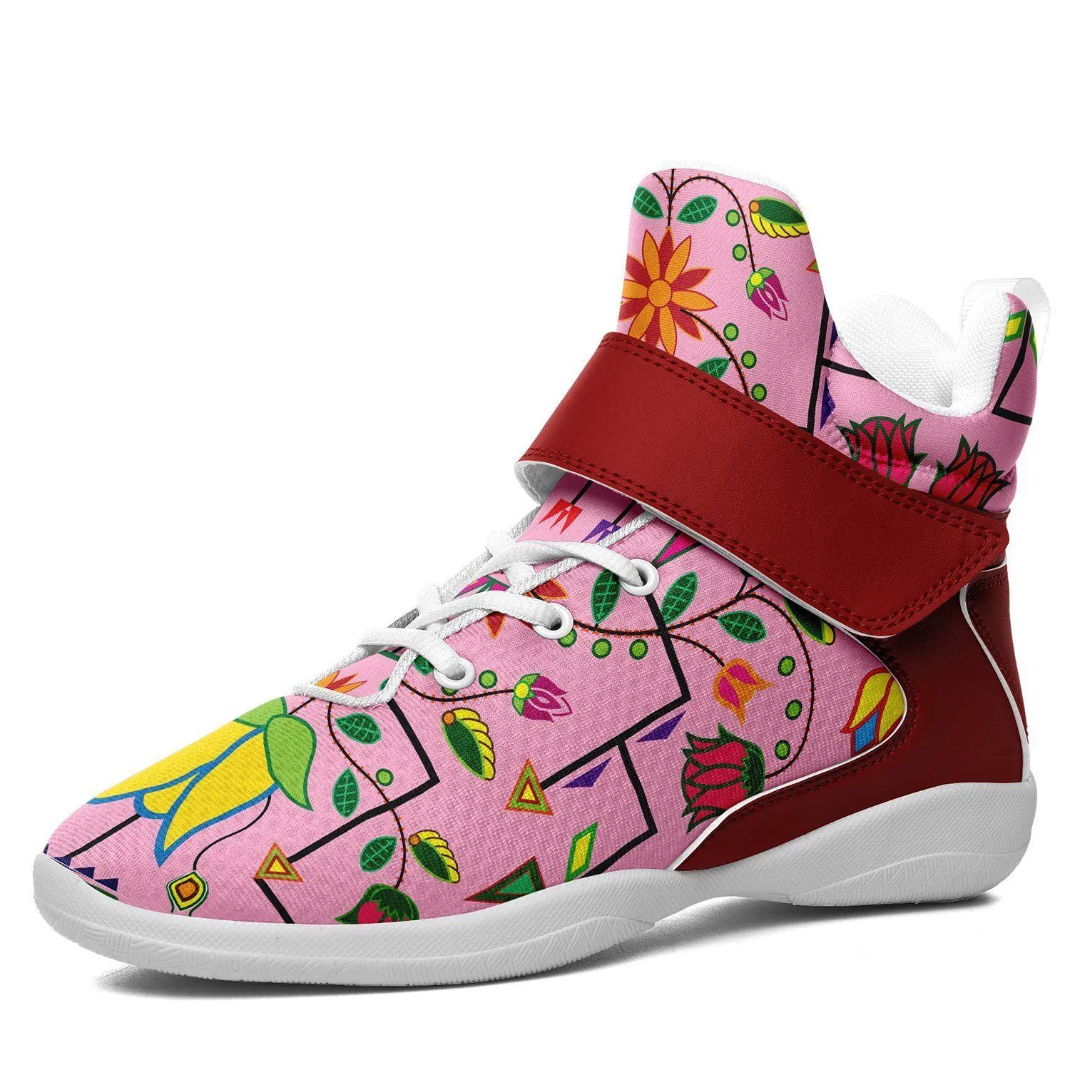 Geometric Floral Summer Sunset Ipottaa Basketball / Sport High Top Shoes - White Sole