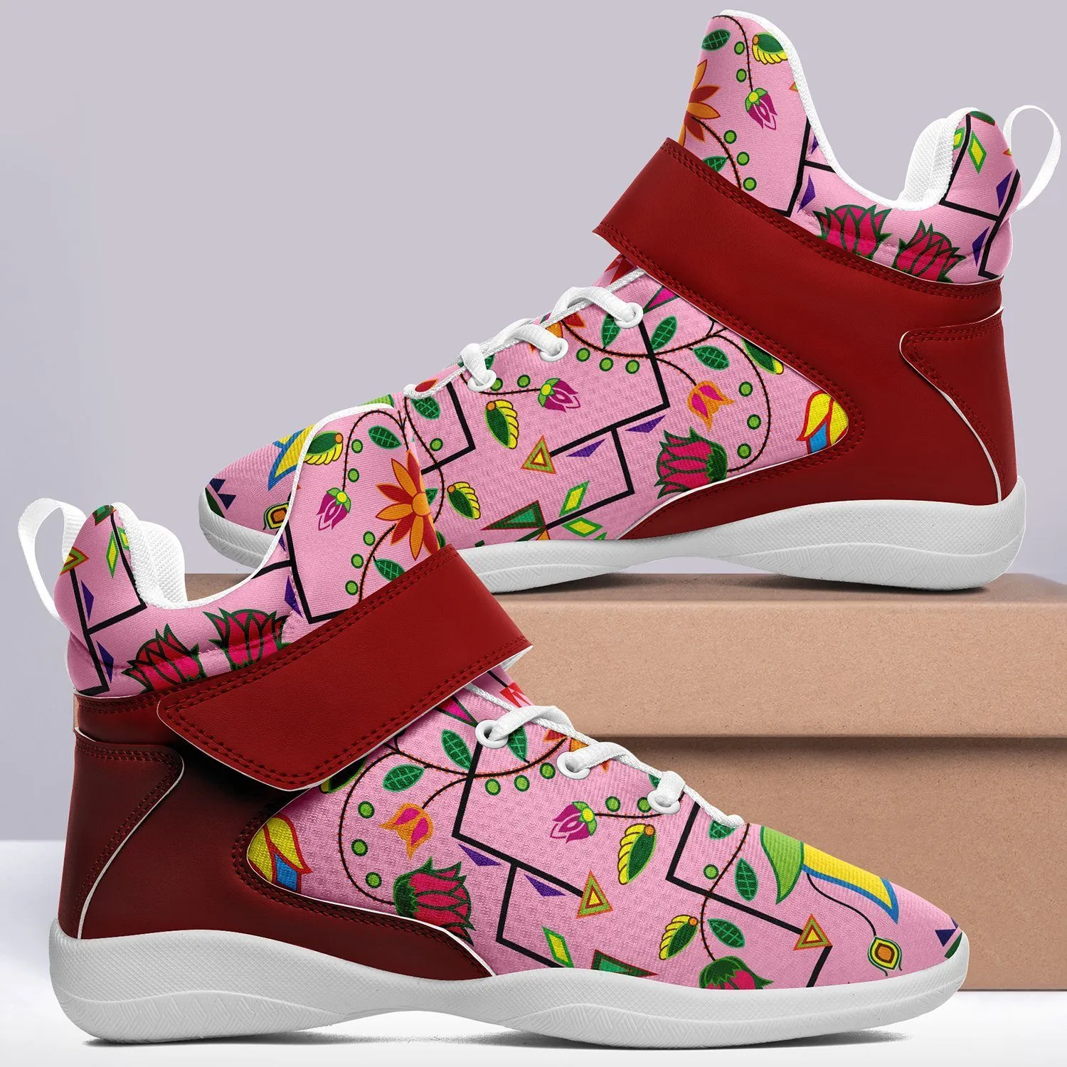 Geometric Floral Summer Sunset Ipottaa Basketball / Sport High Top Shoes - White Sole