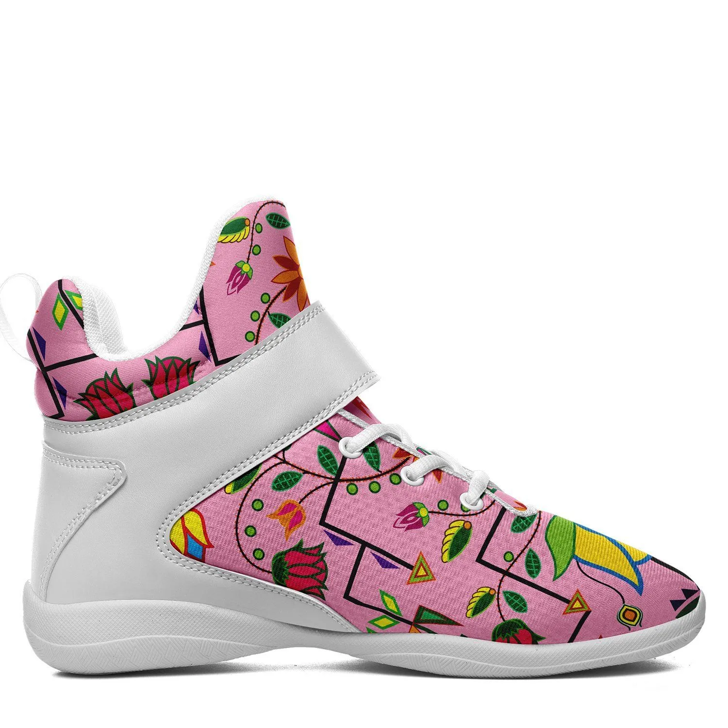 Geometric Floral Summer Sunset Ipottaa Basketball / Sport High Top Shoes - White Sole