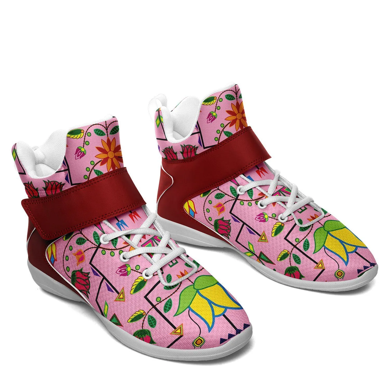 Geometric Floral Summer Sunset Ipottaa Basketball / Sport High Top Shoes - White Sole