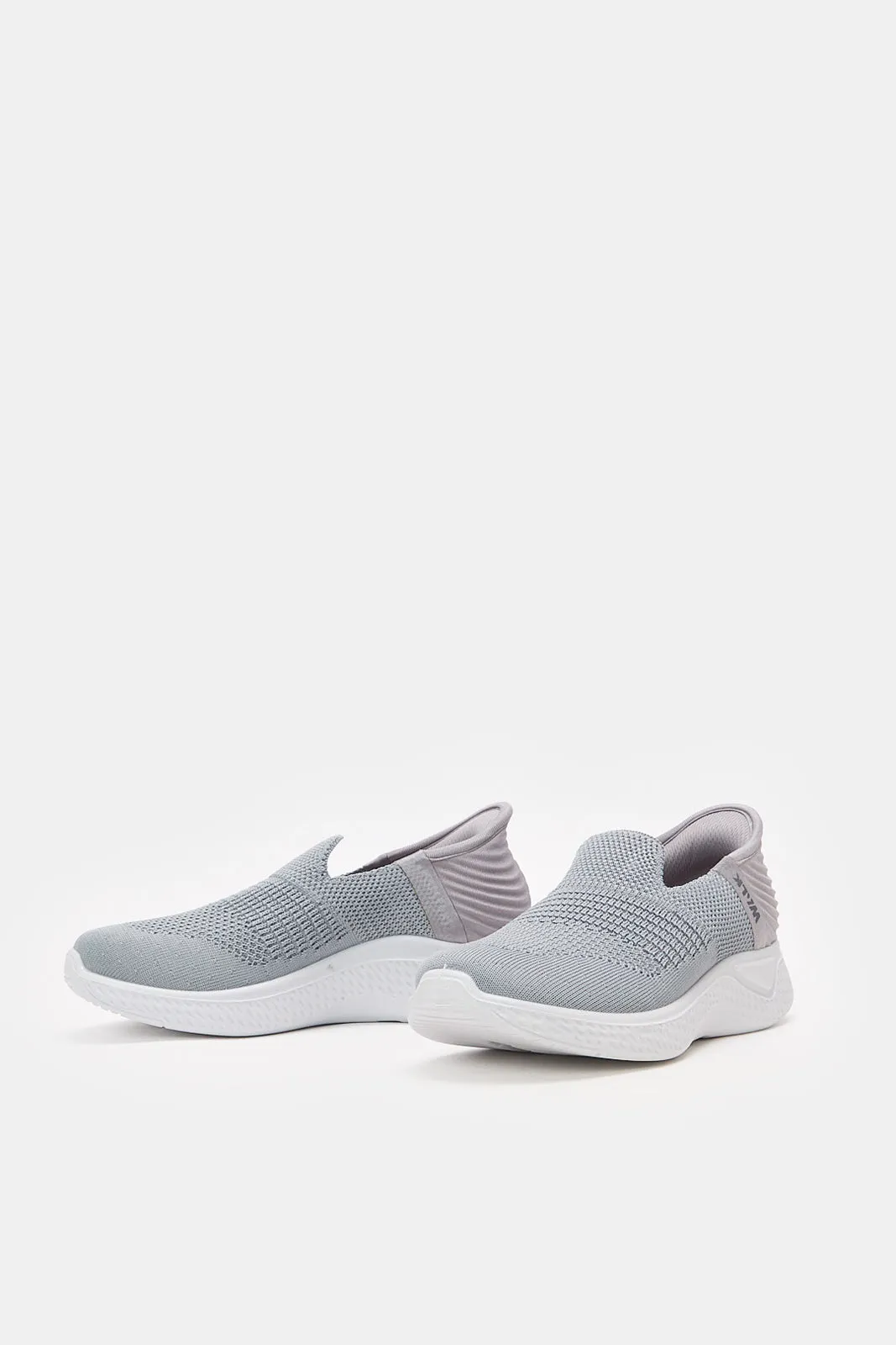 Girls Grey Textured Slip-On Sneakers