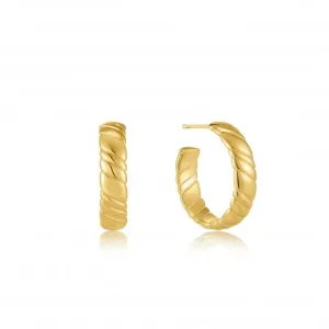 Gold Smooth Twist Hoop Stud Earrings E038-03G