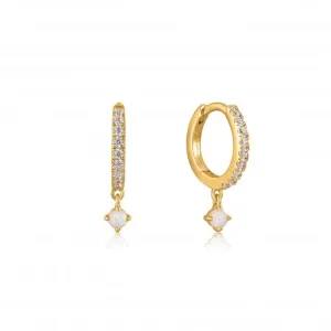 Gold Sparkle Kyoto Opal Drop Huggie Hoop Earrings E034-04G