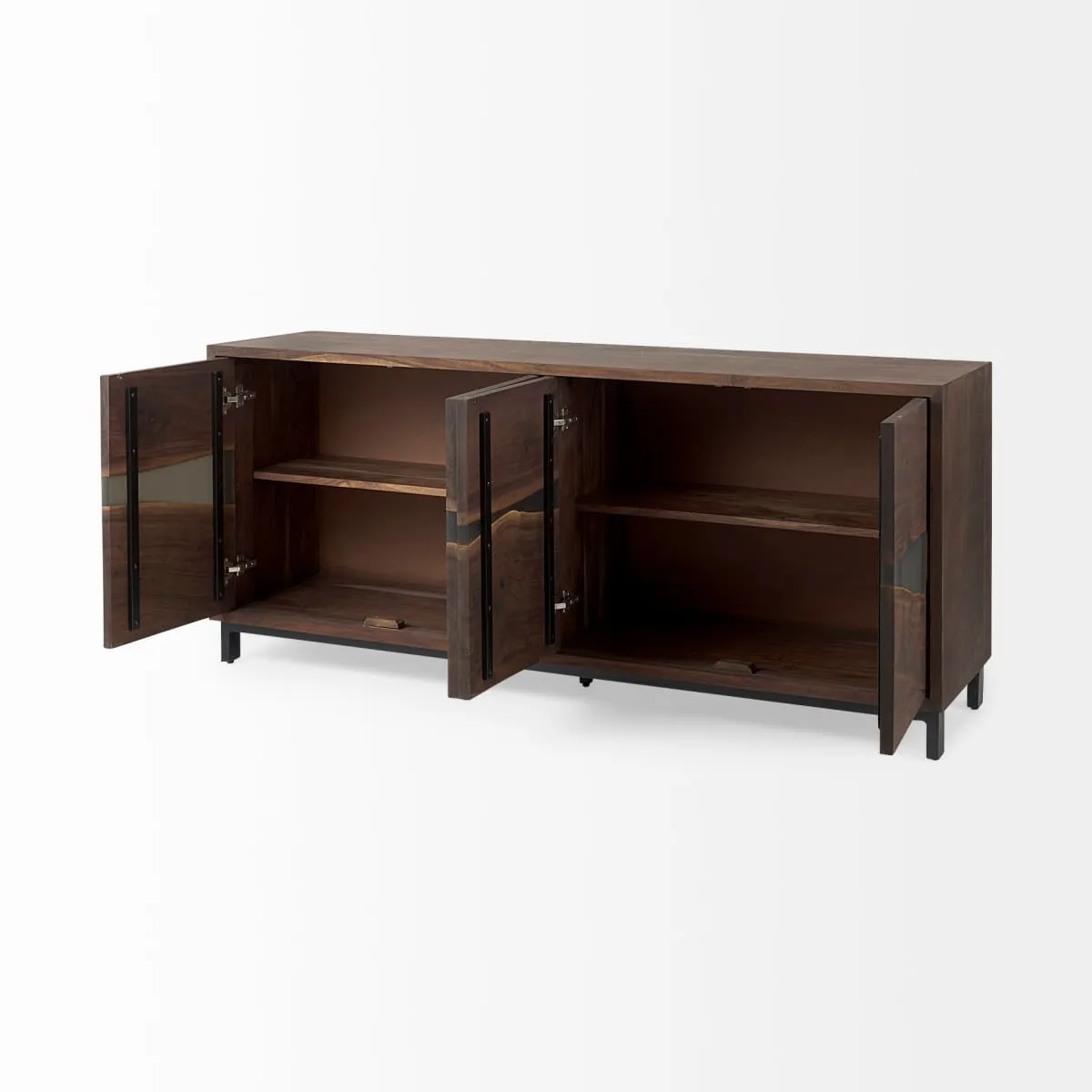 Hemlock Sideboard Brown Wood | Black Resin