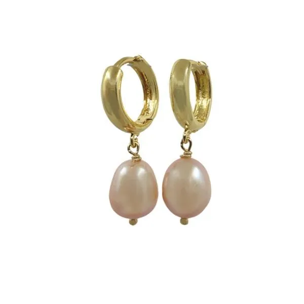 Hoop: Rice pearl on Gold Fill Earrings: Natural Color (EGH340PK)