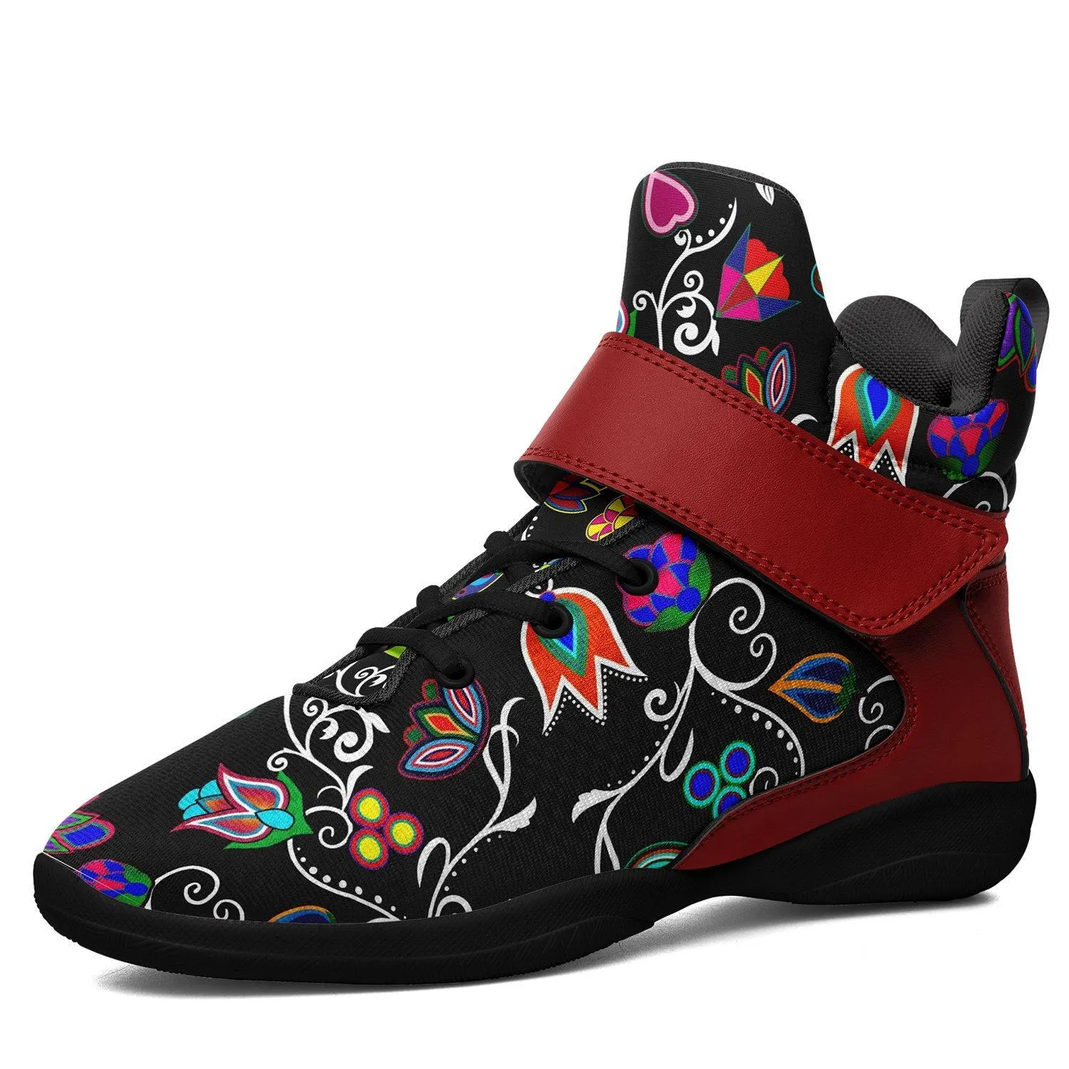 Indigenous Paisley Black Ipottaa Basketball / Sport High Top Shoes - Black Sole