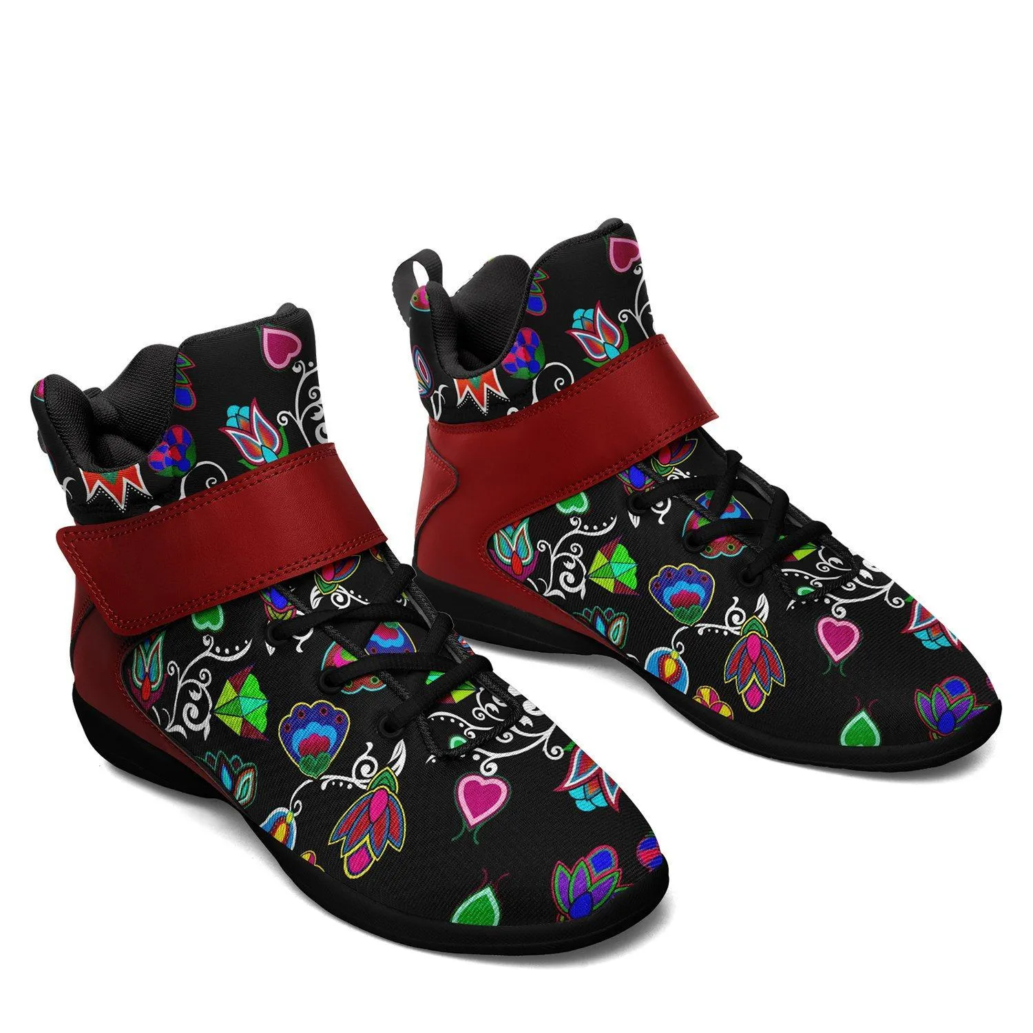 Indigenous Paisley Black Ipottaa Basketball / Sport High Top Shoes - Black Sole