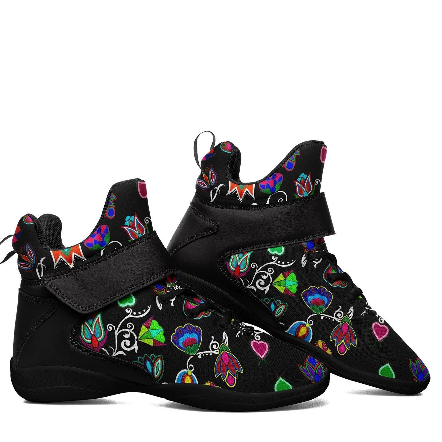 Indigenous Paisley Black Ipottaa Basketball / Sport High Top Shoes - Black Sole