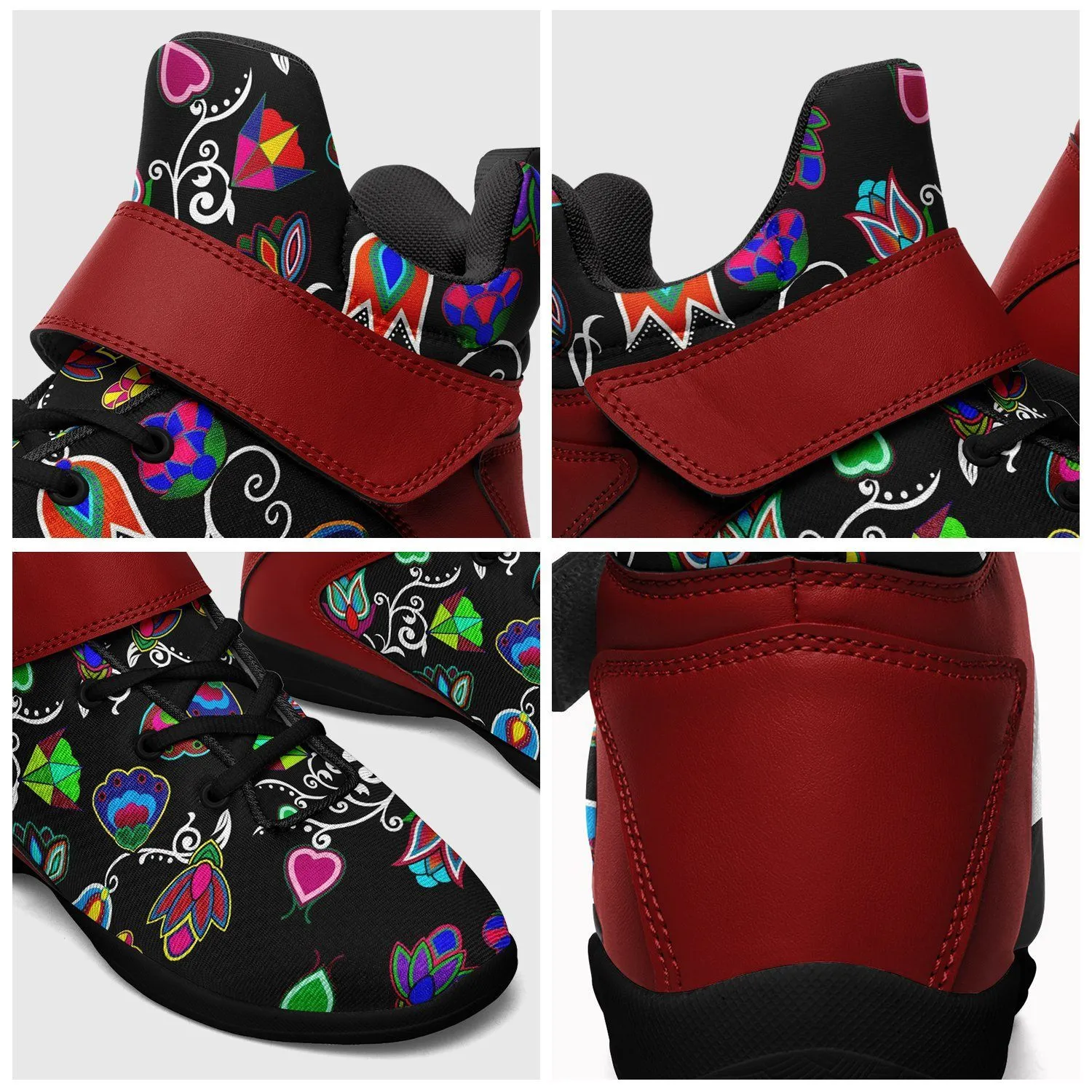 Indigenous Paisley Black Ipottaa Basketball / Sport High Top Shoes - Black Sole