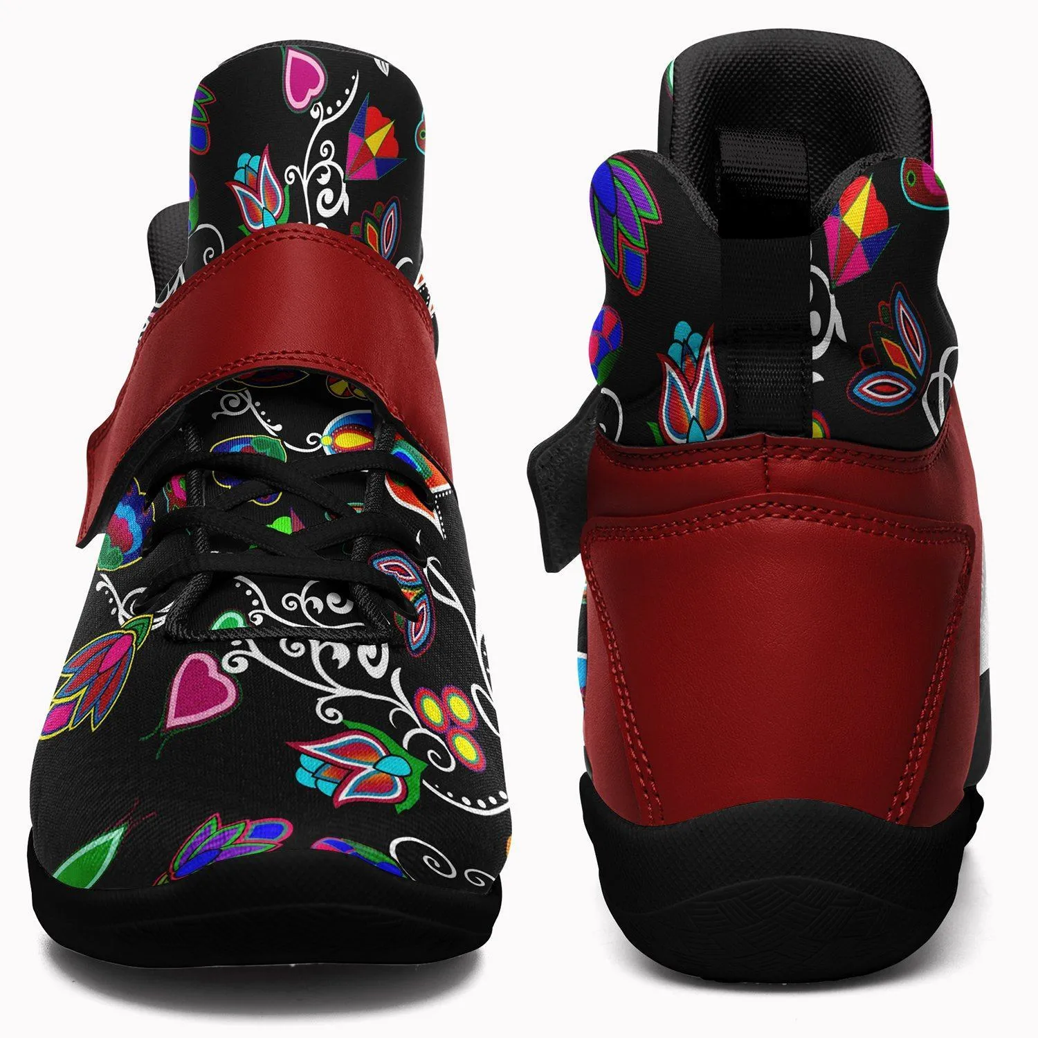 Indigenous Paisley Black Ipottaa Basketball / Sport High Top Shoes - Black Sole