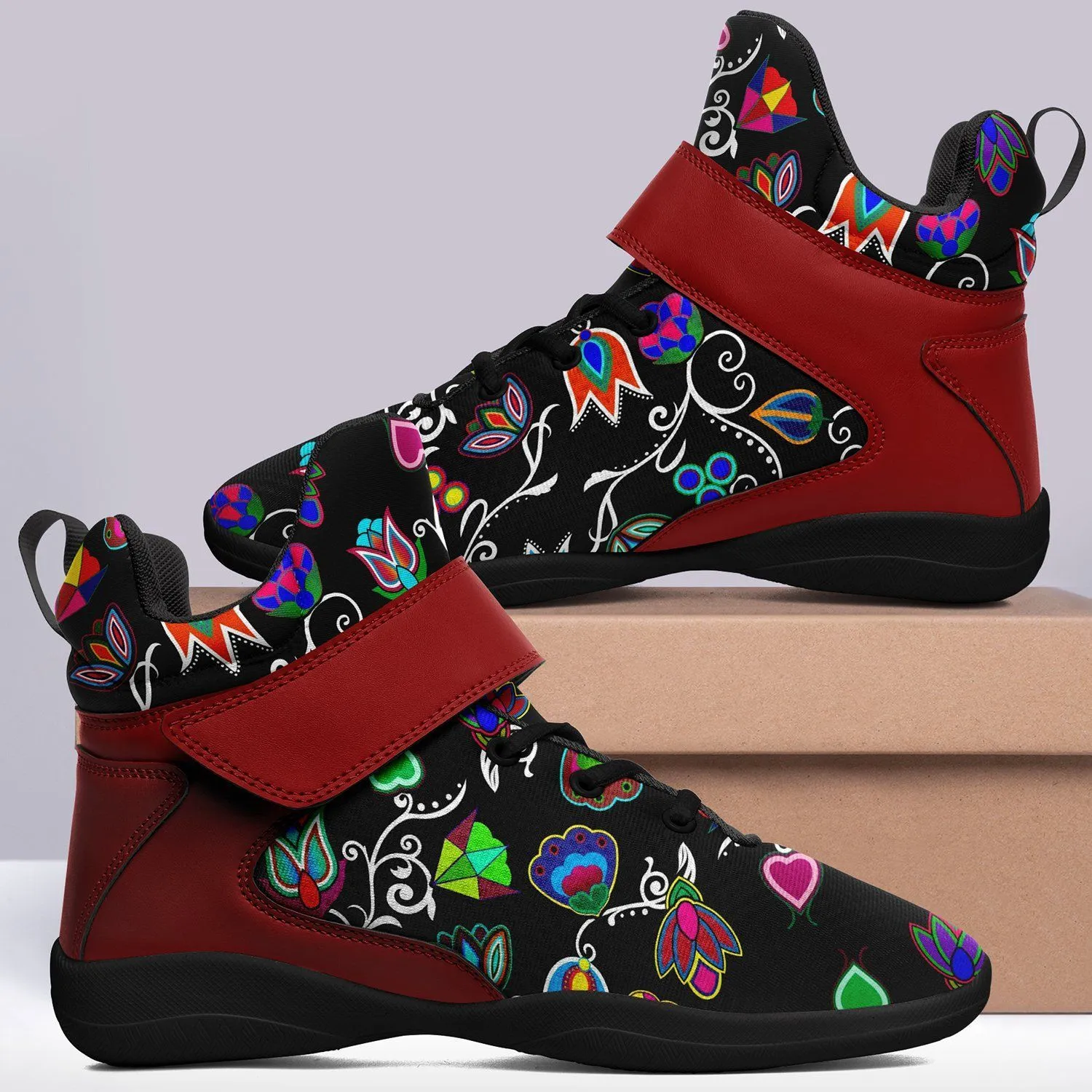 Indigenous Paisley Black Ipottaa Basketball / Sport High Top Shoes - Black Sole