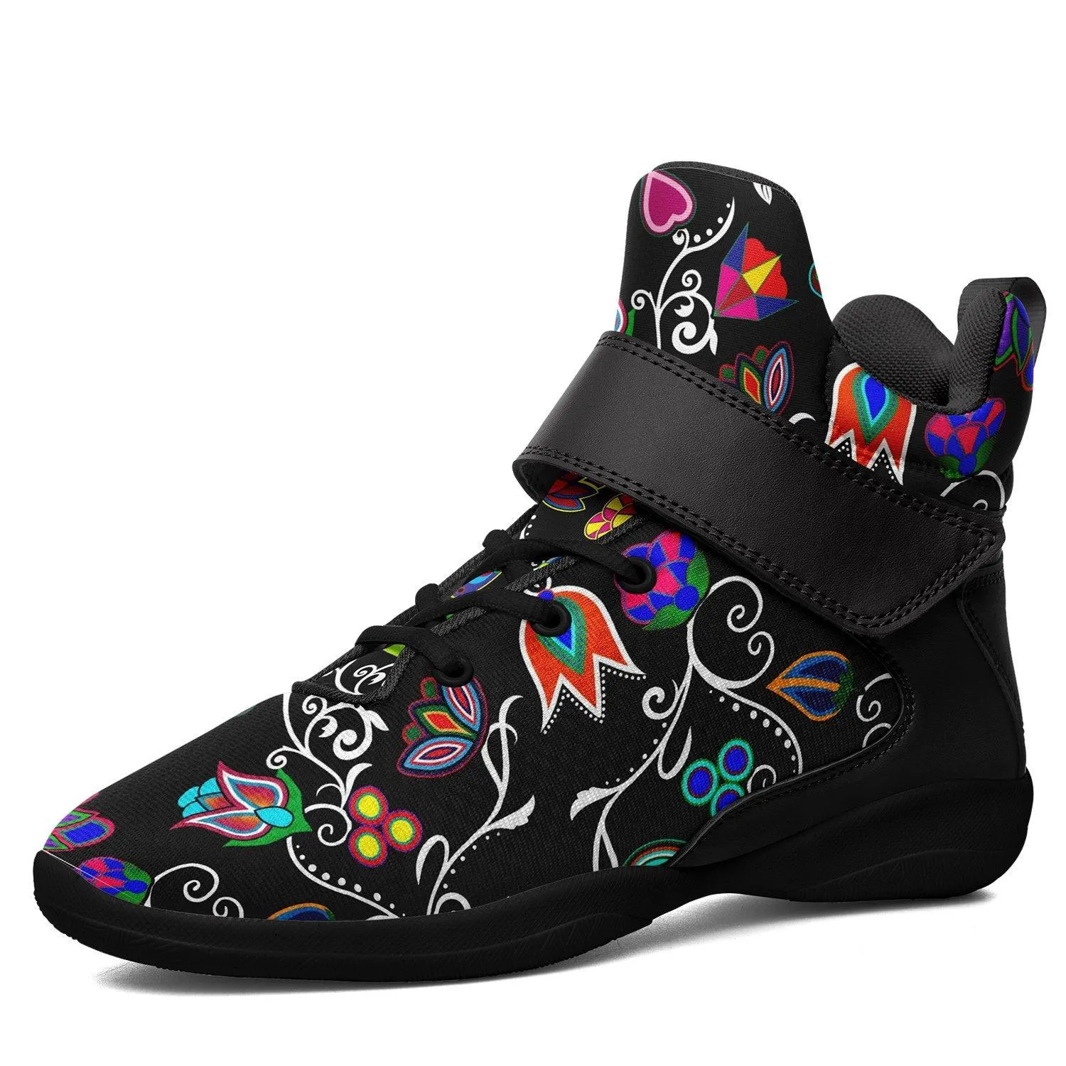 Indigenous Paisley Black Ipottaa Basketball / Sport High Top Shoes - Black Sole