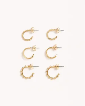 IRIS EARRINGS 3 PACK - GOLD PLATED 18K