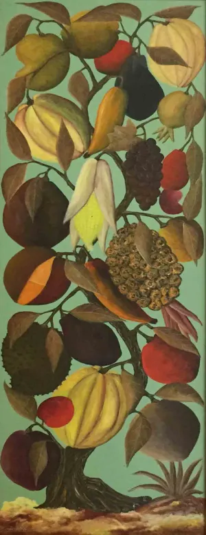 Jasmin Joseph (1923-2005) 36"x12" Tree of Life#1 1966 Oil on Board #2MFN