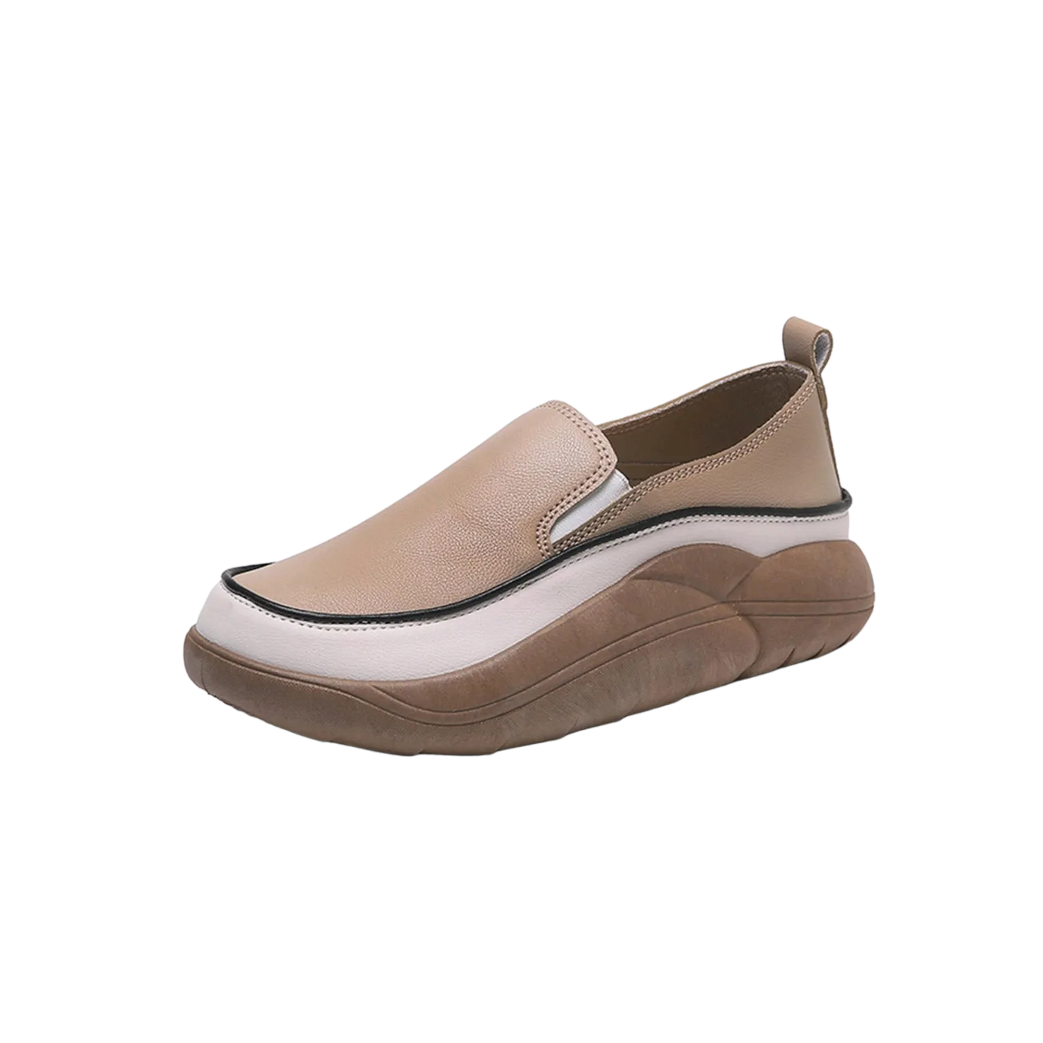 Khaki Chunky Slip On Shoes