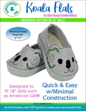 Koala Flats ITH Embroidery Patterns for 18 Inch Dolls