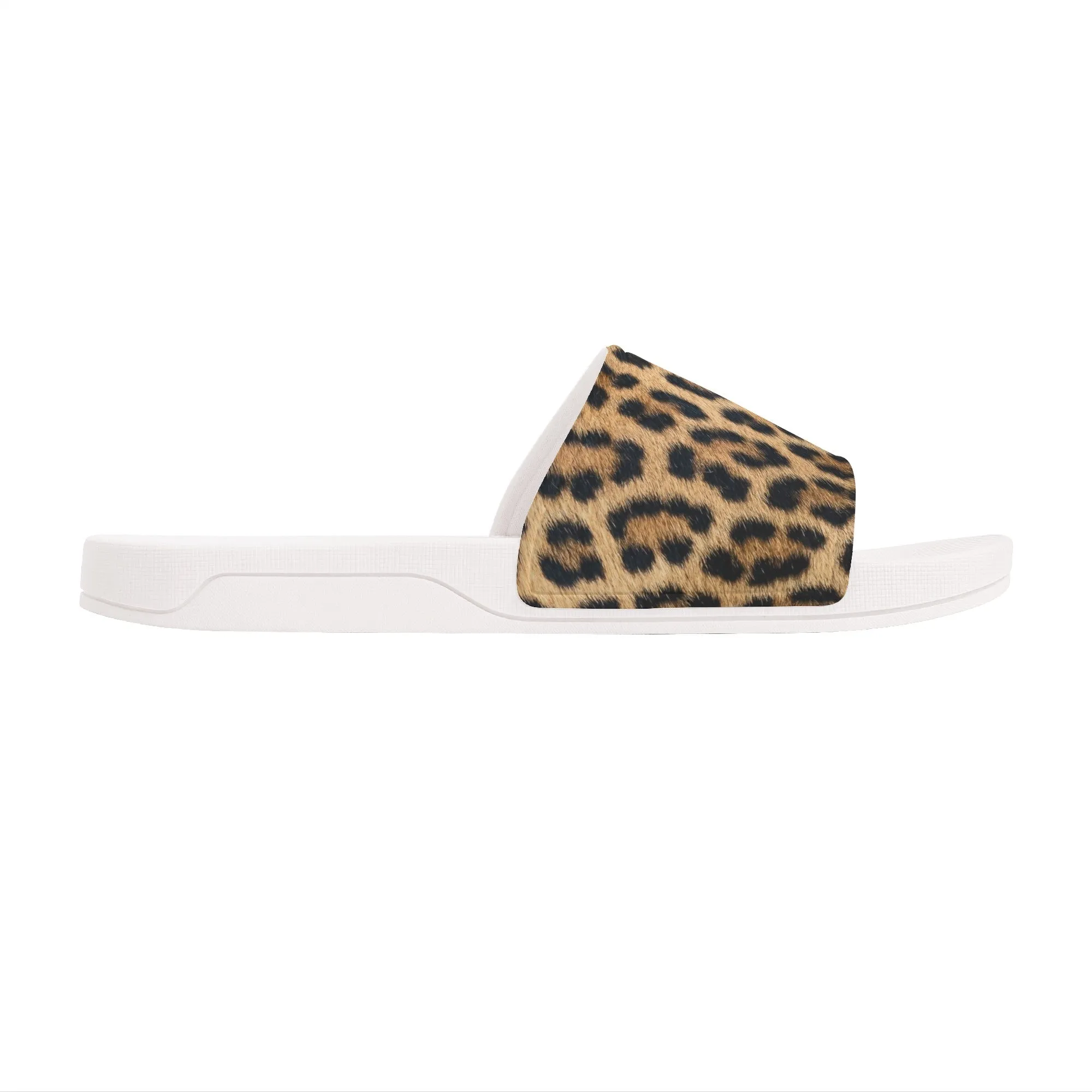 Leopard Women Slide Sandals,  Cheetah Animal Print Shoes Girls Flat Wedge Slides Vegan Casual Slippers Flip Flops Slip On