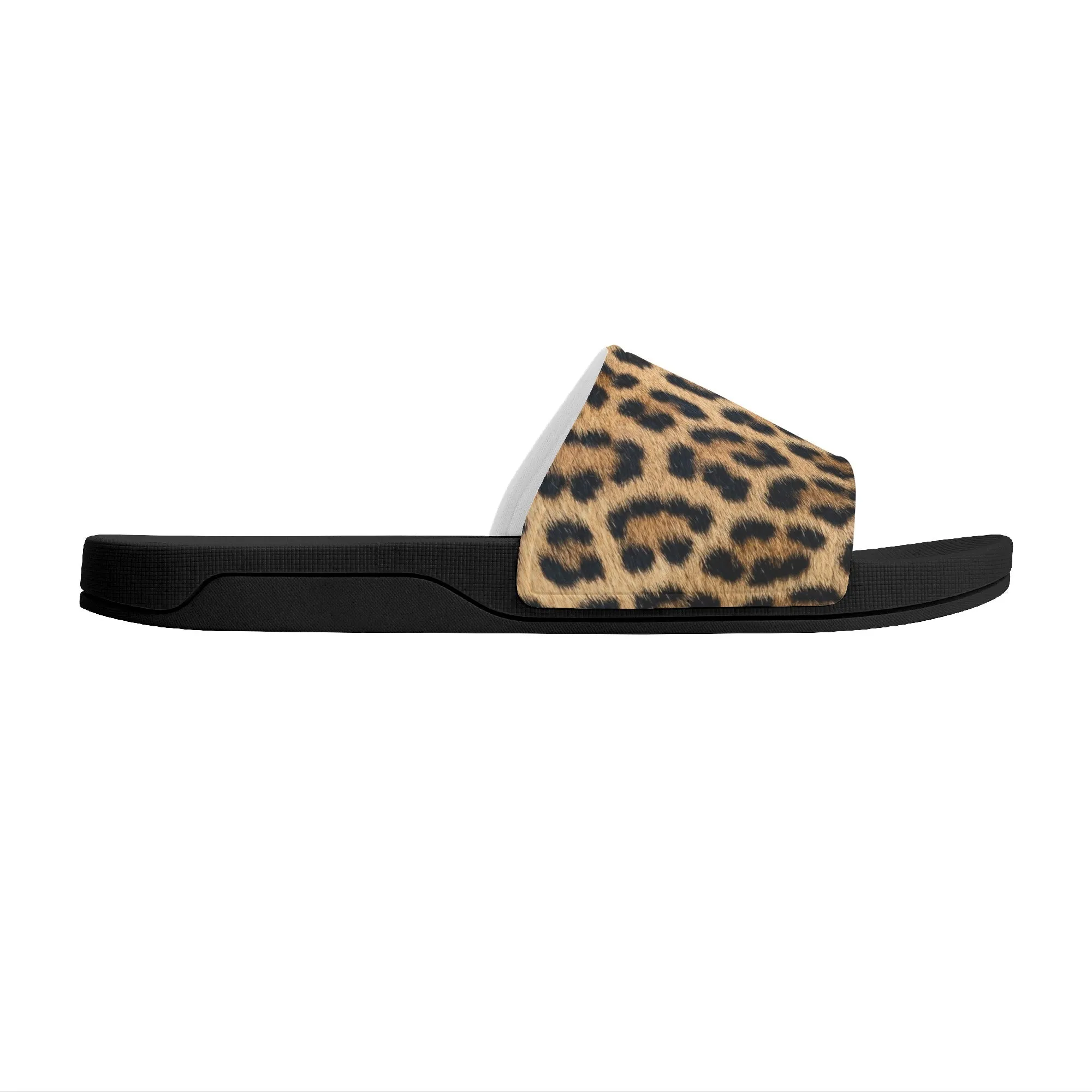 Leopard Women Slide Sandals,  Cheetah Animal Print Shoes Girls Flat Wedge Slides Vegan Casual Slippers Flip Flops Slip On