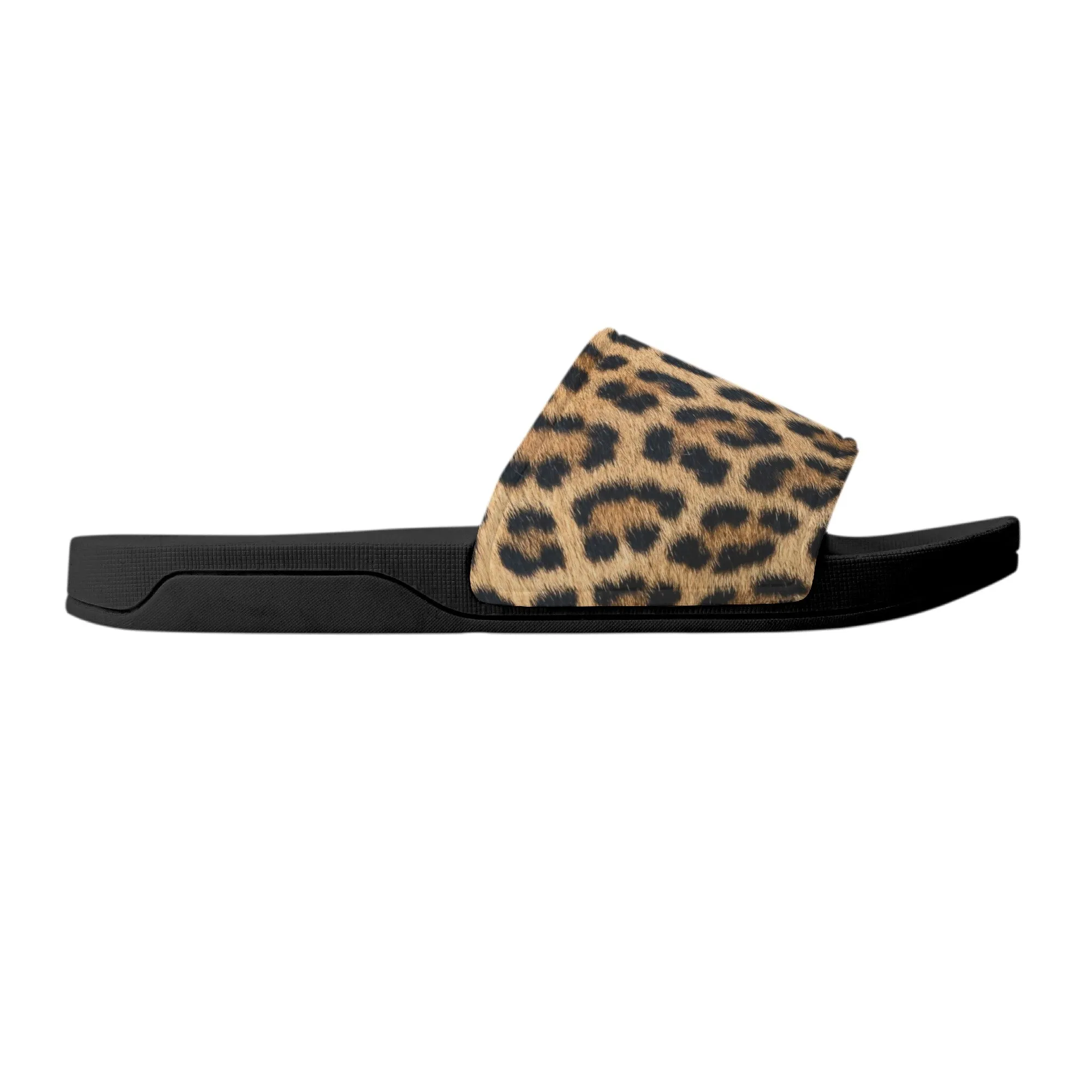 Leopard Women Slide Sandals,  Cheetah Animal Print Shoes Girls Flat Wedge Slides Vegan Casual Slippers Flip Flops Slip On