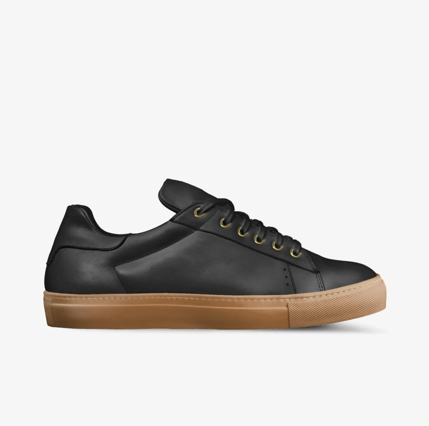 LORENZO LEATHER/GUM SOLE SNEAKERS IN BLACK