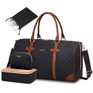 Lovevook All-in-One 3-Piece Black Travel Set for Weekend Escapes