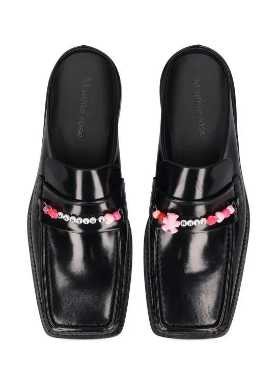 Martine Rose   3.5cm Leather square toe beaded mules 