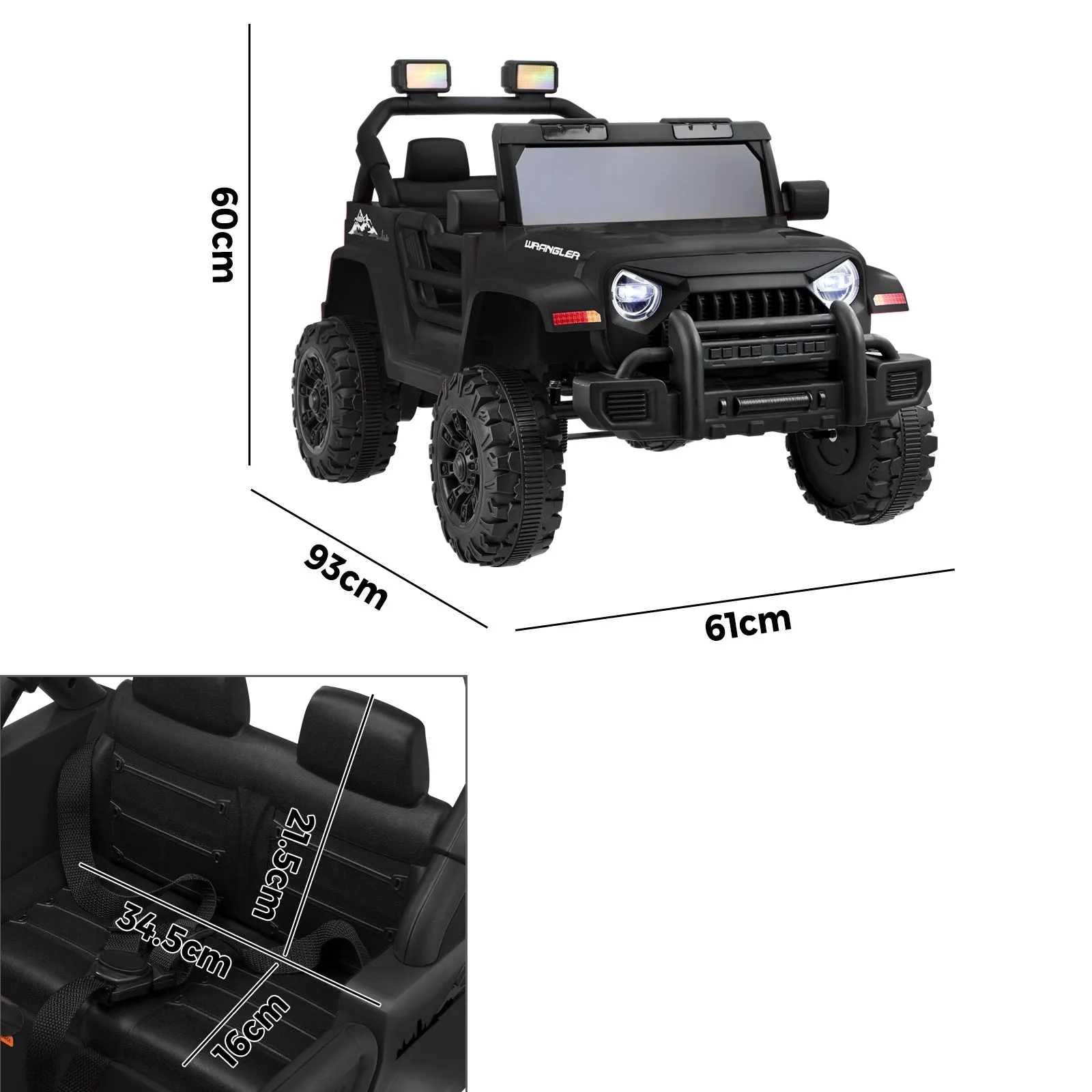 Mazam Kids Ride On Car Jeep 12V Electric Remote Control Toddler Toy Cars Black