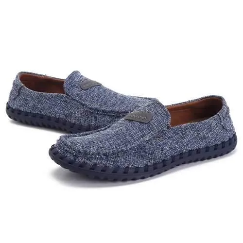 Men Breathable Cloth Soft Flat Loafers Slip On Shoes