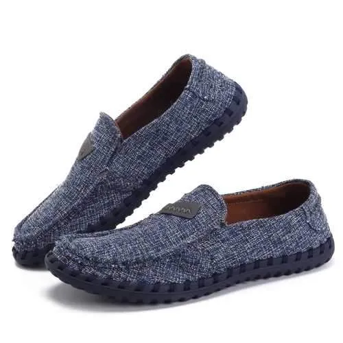 Men Breathable Cloth Soft Flat Loafers Slip On Shoes