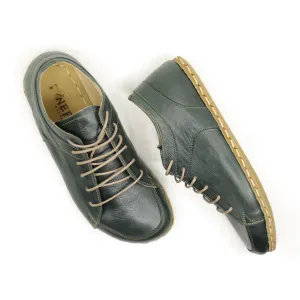 Men's Copper Rivet Earthing Leather Sneaker in Green